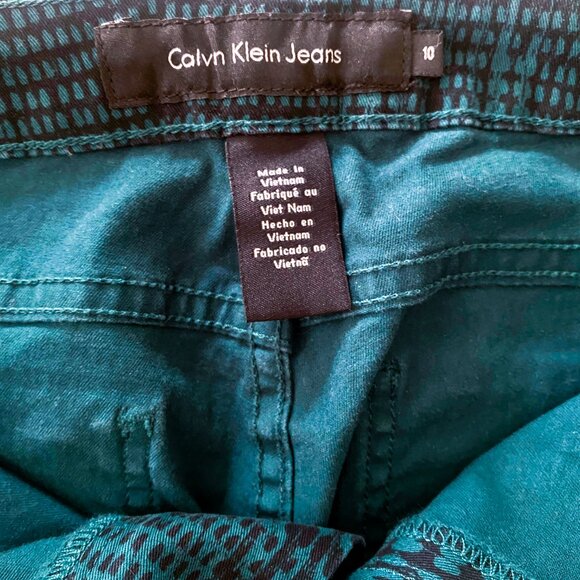 Calvin Klein - Teal Printed Skinny Jeans - 10 - Picture 7 of 9
